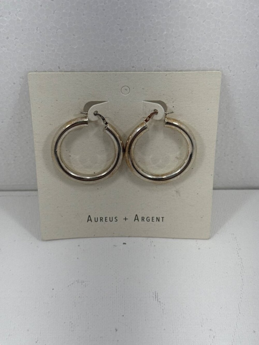 Aureus + Argent Ravena Large Hoop Earrings Silver Made in Italy NWT $60